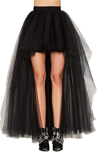 UIILO Faldas de Tul Largas para Mujer, Disfraz para Fiesta, Bodas con Tutu de Ballet para Adultos Enaguas para Vestidos Pollera Negro