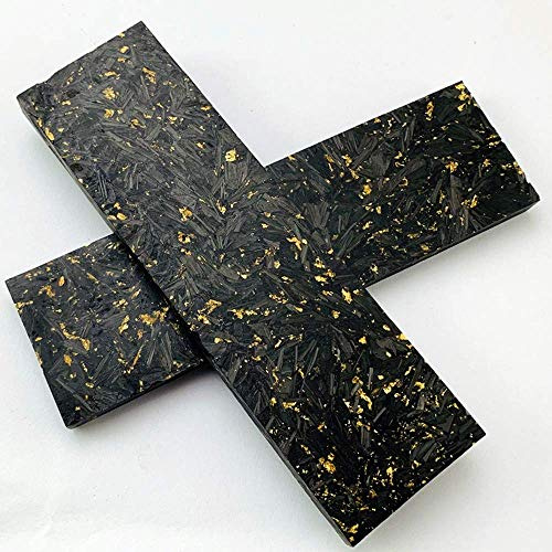 Aibote 2pcs Composite Knife Handles Scales Resin Carbon Fiber High-end EDC Handle Material DIY Tools for Custom Knives Making Blank Blades(Black Yellow,137X40X9MM)
