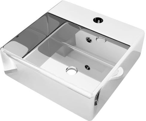 vidaXL Lavabo avec Trop-Plein Lave-Mains Vasque à Poser Vasque à Monter Salle de Bain Intérieur Salle d'Eau Cabine de Toilette Maison 41x41x15 cm Céramique