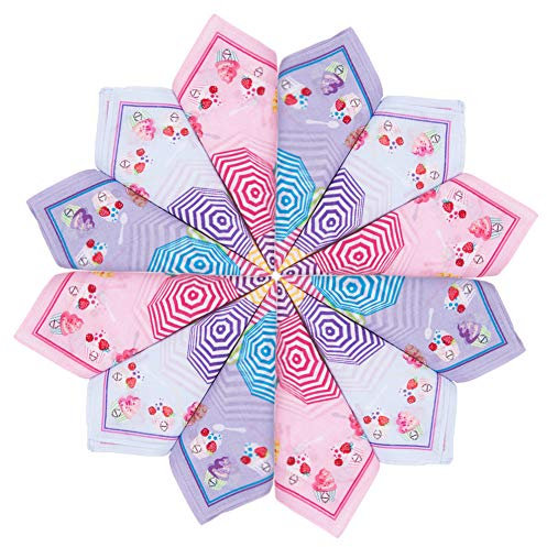 HOULIFE Niedliches Cartoon-Muster Taschentücher aus Reiner Gekämmte Baumwolle Stofftaschentücher für Mädchen Jungen Kinder Studenten Alltagsgebrauch 6/12 Stücke 33x33cm