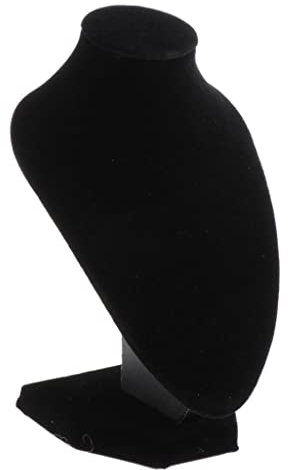 Almencla Holz Schaufensterpuppe Schmuckbüste Schmuckständer Halsketten Halter, Leicht und Stabil - Schwarz, Samt Oberfläche