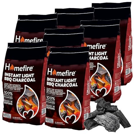 Instant Light Barbecue Charcoal - Pack of 14 x 1kg BBQ Lumpwood Charcoal Grill Bags with for Outdoor Barbecues, Fire Pit, Camping