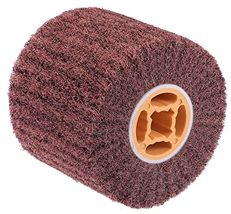 sourcing map Non-Woven Polishing Burnishing Wheel 120mmx100mmx19mm Nylon Wire Drawing Abrasive Flap Wheel 80 Grit for Stainless Steel Metal