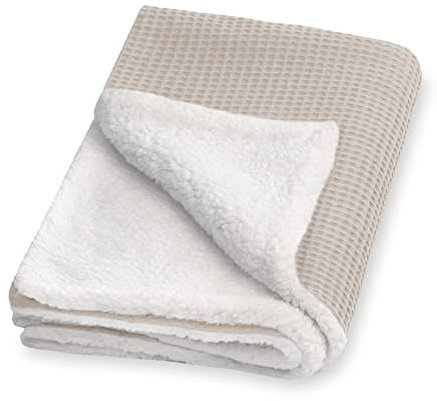 Julius Zöllner Winterdecke aus Waffelpique und kuscheligem Teddy-Stoff | Gr. 70x100 cm | Made in Germany | Waffelpique 100% Baumwolle | OEKO-TEX® STANDARD 100 | Seashell