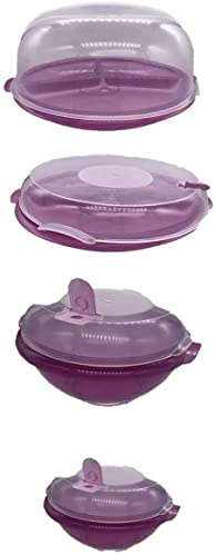 Mikrowellen 4er Set AKTION 2021 Im Set 1x Menüteller 1x Microwellenbox 0,5L 1x Microwellenbox 1,2L 1x Microwellendeckel 24cm Unterteile Purple 259C transludent, Deckel klar. KEIN EINWEG GESCHIRR