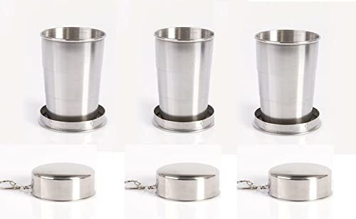 Sport Store Lot de 3 verres refermables en acier inoxydable avec crochet pour Camping, Voyages Fêtes