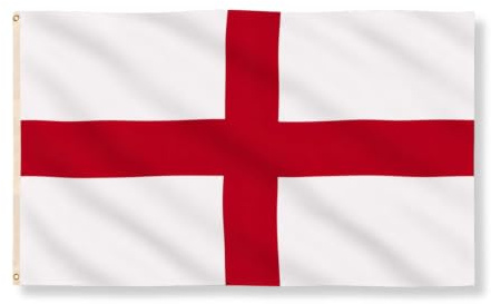 Große 240 x 150 cm England-Flagge, St. George's Kreuz, Rot-Weiß, Englische Nationalflagge, Polyester-Stoff, Messingösen für Fußball-WM Rugby-Fans