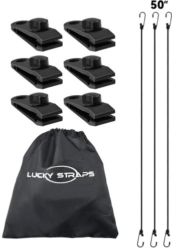 LuckyStraps Gust Straps with Heavy Duty Clips, Wind Protector with UV Resistance, Protects Car Cover in High Winds, Fits Cars 4.2 FT to 8.8 FT