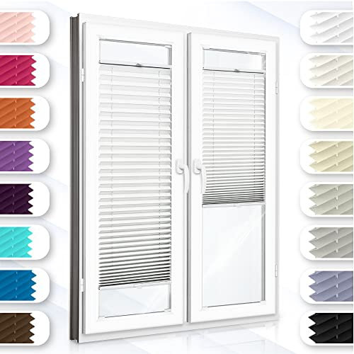 Concept Blinds Custom Pleated Blind with Drilling – Premium Collection 18 Fabric Colours – Width 30-129 cm, Height 50-149 cm – Quick and Easy Assembly (Height from 150 cm to 230 cm)