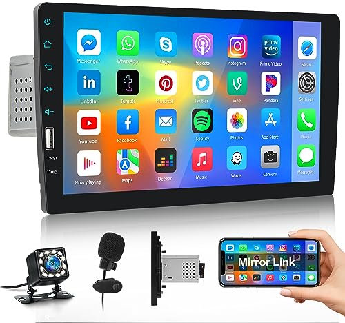 Hikity Autoradio 1Din mit 9 Zoll Bildschirm Auto Audio Radio 1 Din mit Bluetooth Freisprecheinrichtung FM USB Mirror Link Bunte Tastenbeleuchtung Rückfahrkamera