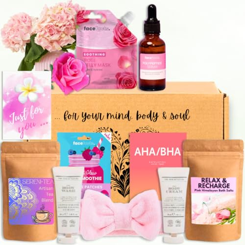SPA IN A BOX Pamper Gift for Woman, Pamper Sets for Women Gifts, Birthday Hamper for Her, Birthday Pampering Spa Sets, Christmas Anniversary Wedding, Bride to Be, Bridesmaid Present (Pink)