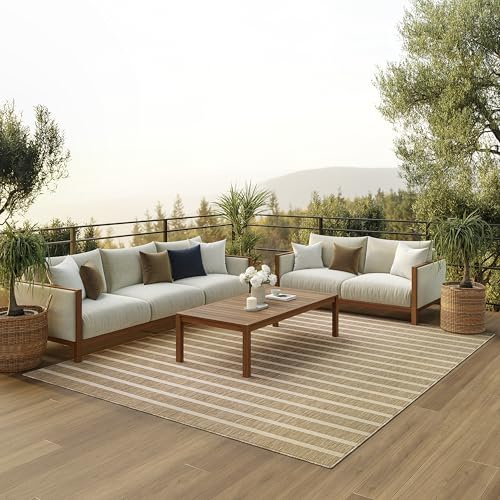Nourison Home Positano Beige Ivory 6' x 9' Area Rug - Easy Clean, Non Shedding, Bed Room, Living Room, Dining Room, Kitchen (6' x 9')