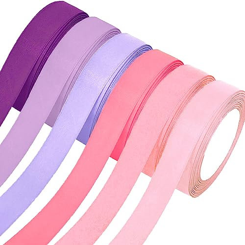 Satinband,6 Rollen Dekoband Stoffband,20mm x 22m/rolle Dekoration Geschenkband Schleifenband Ribbon für Hochzeit,Valentinstag,Geburtstag Geschenke, DIY handwerk,Taufe,Sträuße Verpackung,Rosa Lila