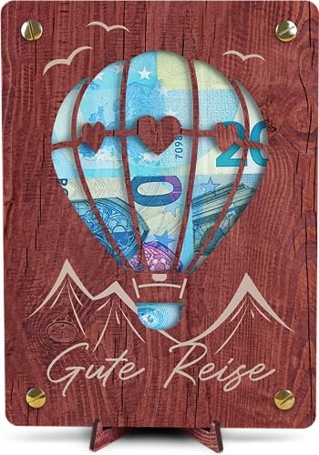 Generisch Reise Geschenk - XL Geldgeschenk aus Holz inkl. Ständer | Urlaubskasse, Reisekasse, Geldgeschenk Reise, Urlaubskasse Geschenk (Ballon)