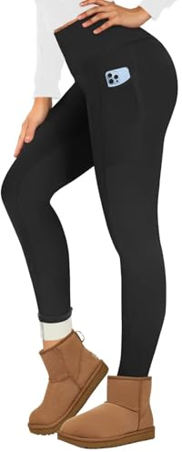 Missluck Fleece Lined Leggings Women UK with Pockets Thermal Leggings Womens High Waisted in Winter
