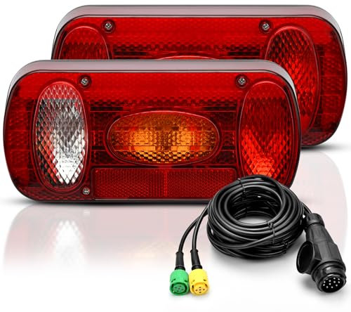 Aissom Rückleuchten Set für Anhänger,Anhänger Beleuchtung 13 polig,12V Rücklicht Anhänger mit 6 Funktionen,5.5m Kabel, E11-zertifiziert