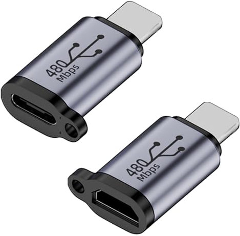 RULGOI Adaptador USB C a Lightning, Lightning a Micro USB, [2 Pack] Hembra a Macho para iPhone, navegación, cámara de acción, teléfono Inteligente