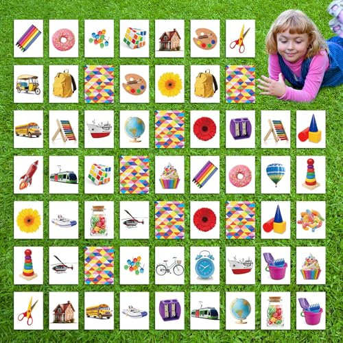 WinnerWhy 60 Pieces Jumbo Memory Game 30 Pairs Giant Matching Cards Giant Educational and Learning Matching Cards for Home Family Outdoor Indoor Activities Holiday Party Supplies Exchange Gifts