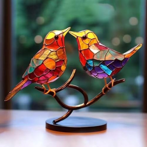 DIYBravo Bunte Vögel Ornament Doppelseitige Vogelfarben Desktop Dekorative Acrylic Bird Desktop Ornament Bunter Vögel Anhänger Tischdekoration Vogel Acryl für Home Office Dekor (A)