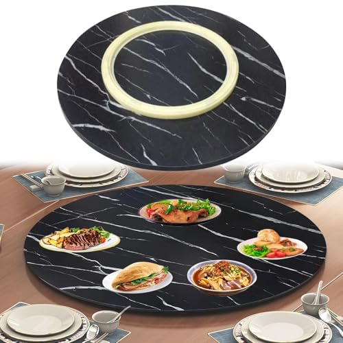 V3VOGUE Plateau De Service Rotatif Lazy Susan En Bois Rond, Ø 67cm Grand Plateau Tournante Pour Table À Manger, Assiette De Service 360° Rotative, Avec Roulement Silencieux(Black,Ø67cm)