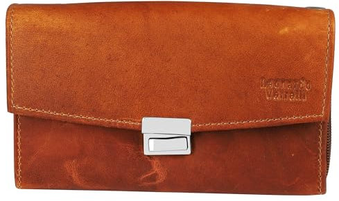 LEONARDO VERRELLI Portefeuille de serveur unisexe en cuir de vachette véritable 17 x 10,5 x 4 cm 3000499, marron, 17 cm x 10,3 cm x 4,2 cm, Classique