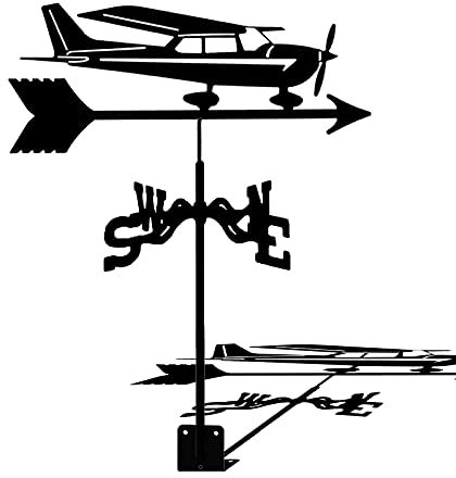OLSKFUH Girouette en Métal pour Avion De Chasse, Girouette Creuse, Indicateur De Direction du Vent avec Revêtement Antirouille pour Décoration Extérieure De Jardin, Toit, Enclos,