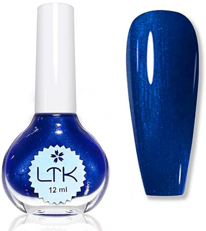 Pearl Quick Dry Nail Polish - Pearlescent Dark Blue With Glitter and Shimmer - 60 Seconds Air Dry No Bake Royal Long Last