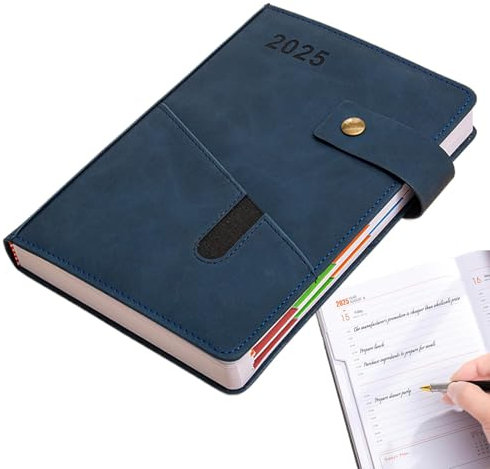 PU Leder Notizbuch, Monatlicher Tagesplaner 2025 Planer Buch, 365 Tage Planer, Veranstaltungsplaner Buch, Studienplaner Buch, Arbeitsplaner Notizblock, für Arbeit, Studium, Zeitplan, Business