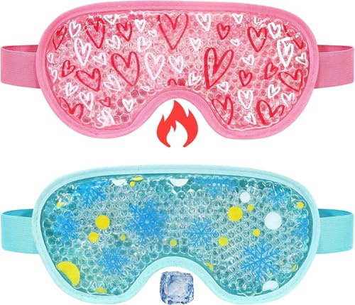2 Pack Cooling Eye Mask, Reusable Gel Eye Masks Cold & Warm Compress