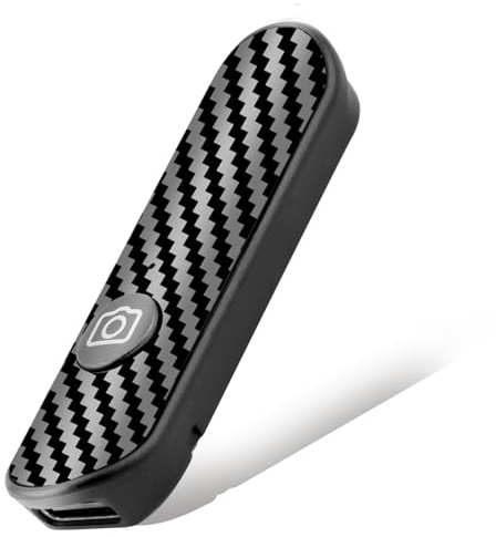 Déclencheur à distance Bluetooth, télécommande sans fil pour smartphone, perche à selfie de type C, rechargeable, design en fibre de carbone et portée de 10 m, connexion instantanée pour iOS et