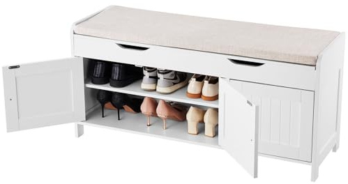 VEVOR Panca Scarpiera 1050 x 350 x 503 mm, Panca da Ingresso con Contenitore Sollevabile e Cuscino Seduta e 3 Scomparti, Scarpiera Capacità di Carico 113,4 kg, per Corridoio Soggiorno, Nero