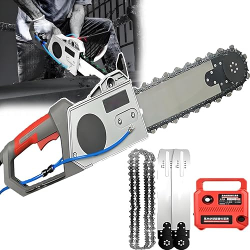 Concrete Chainsaw, 5800W/6500W Electric Concrete Cutter, 13in/18in Handheld Electric Concrete Chainsaw with Water Fed Dust Suppression, Wall Groove Cutting Machine, with 2 Chains/2 Guide Bar (48cm)