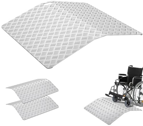 Plschckes Rollstuhlrampe Türschwellenrampe 80cm Aluminium Rampe Rollstuhl, Belastbar bis 270KG, Schwellenrampe mit Rutschfester Oberfläche, Tragbare Auffahrrampe für Treppen Türen Mobilitätsroller