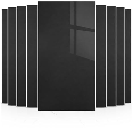 Daisy Dreams Marble White Tile Stickers 60x30cm Thicken Wall Tiles Self Adhesive,Peel and Stick Waterproof Vinyl Marble Tiles for Living Room (10, Black)