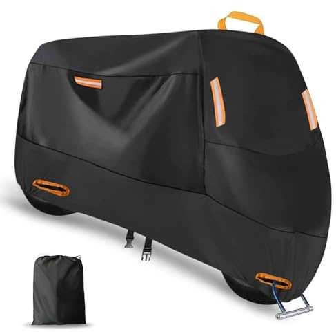 Funda Moto Impermeable para Kawasaki Vulcan Voyager Custom 2011-2024, Oxford Cubre Moto Antipolvo/UV Protección Cubierta de La Motocicleta con Orificios Bloqueo,Black
