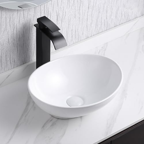 Lavandino In Ceramica For Bagno, Piccolo Lavabo Da Appoggio, Lavandini Ovali Moderni For Guardaroba Da Balcone Di Appartamento