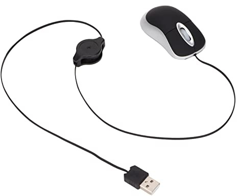 Wakects Minimus, Bärbar Mus för Bärbar Dator 68 Cm Indragbar Sladd Plug and Play Wide-kompatibilitet med Blank Yta för 98/7/XP/Vista