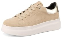 QUEEN HELENA Strass Sneakers Sneakers Platform Casual Kvinnor X31-6, X33 2 Mörk Beige, 38 EU