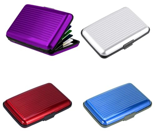 Wrbugukeji Metal ID Organiser Wallet, 4 Pcs Aluminium Credit Card Wallet