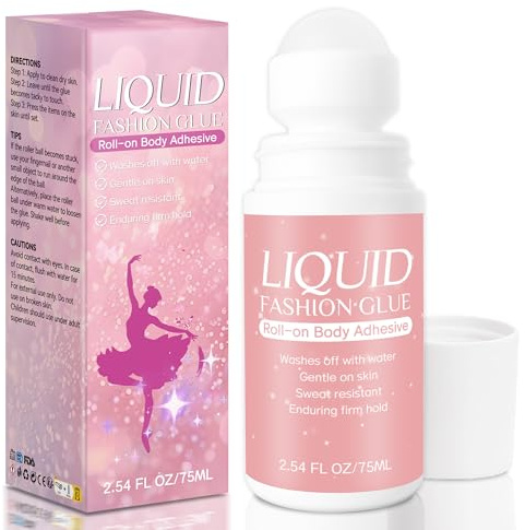 Colle pour Peau en roll-on, résistant à la transpiration et imperméable, adhésif transparent invisible pour vêtements, justaucorps, chaussettes, soutiens-gorge, perruques, mode et vêtements de danse