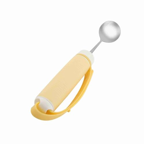 Greensen Cubiertos Giratorios, Correa Ajustable para la Mano Tenedor Cuchara Giratorio 360 Grados para Pacientes Discapacitados Personas Mayores con Artritis, Mango Antideslizante Acero (cuchara)