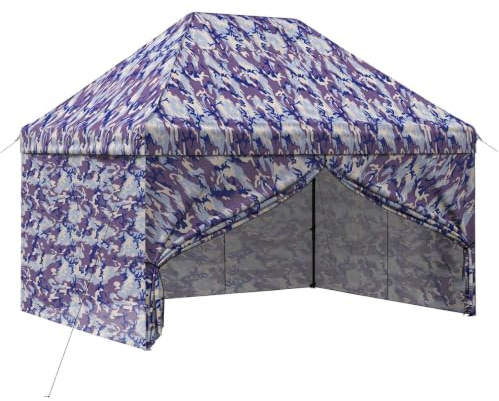 Qnhdfrt Gazebo Pieghevole 3x4 m con 4 Pareti Laterali per Eventi Blu | Padiglione da esterno con altezza regolabile su 3 livelli e sacca con ruote, ideale per giardino e fiere.