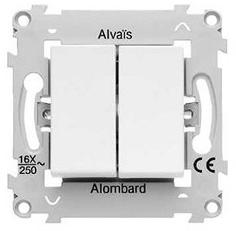 SCHNEIDER ALB81083 - Double poussoir ouverture/fermeture Alvaïs blanc