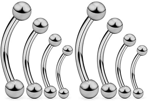 SCERRING 8PCS 16G G23 Titanium Curved Eyebrow Barbell Tragus Helix Ear Belly Lip Nipple Tongue Ring Body Piercing Jewelry 6mm 8mm 10mm 12mm