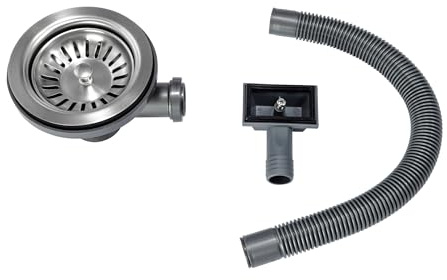 ENKI SA009 Basket Kitchen Sink Strainer Waste, Brushed Steel | Easy Install, Fittings Included, Overflow, 1-Year Guarantee, Bathroom Fitting