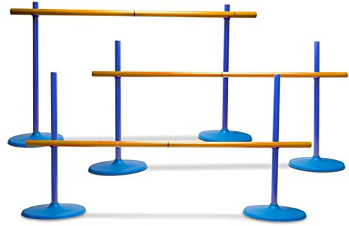 BS Toys Hindernisparcours Kinder – Verstellbare Hürden für Springen & Parkour – Sport & Bewegung ab 4 Jahren – Indoor & Outdoor Spiel – Trainingsset für Kinder – Blau (102x2x56 cm)