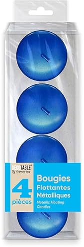 Décoration vase avec bougie flottante métallisée bleue (x4) REF/BOMFB, Bleu