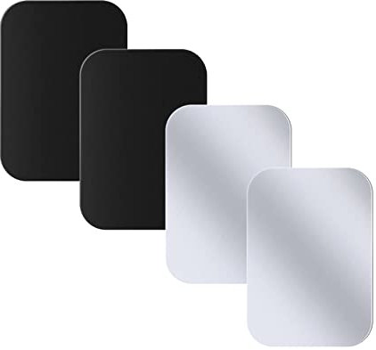 Juspota 4 Piezas Láminas Metálicas para Soporte Movil Coche Magnético, Reemplazo de Placas de Metal con Adhesivo, Muy Fina para Soporte iman Movil Coche, 4 Rectangulares