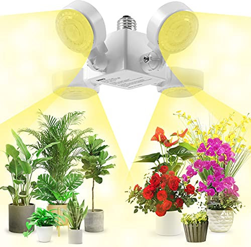 SANSI Lámpara de Cultivo Plantas, Lámpara de Crecimiento LED 30W Deformable para Cultivo Invernaderos con Base E27, 300W Equivalente Luz de Espectro Completo para Plantas Interior (PPF 42 umol/s)