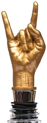 Iron & Glory - Bouchon de bouteille - Rock On - Pour bouteilles de vin - Accessoires de bar en caoutchouc et accessoires de cuisine dorés - Cadeaux